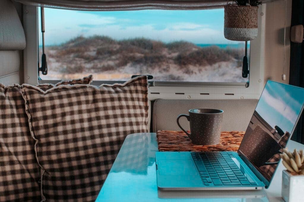 laptop rv working view